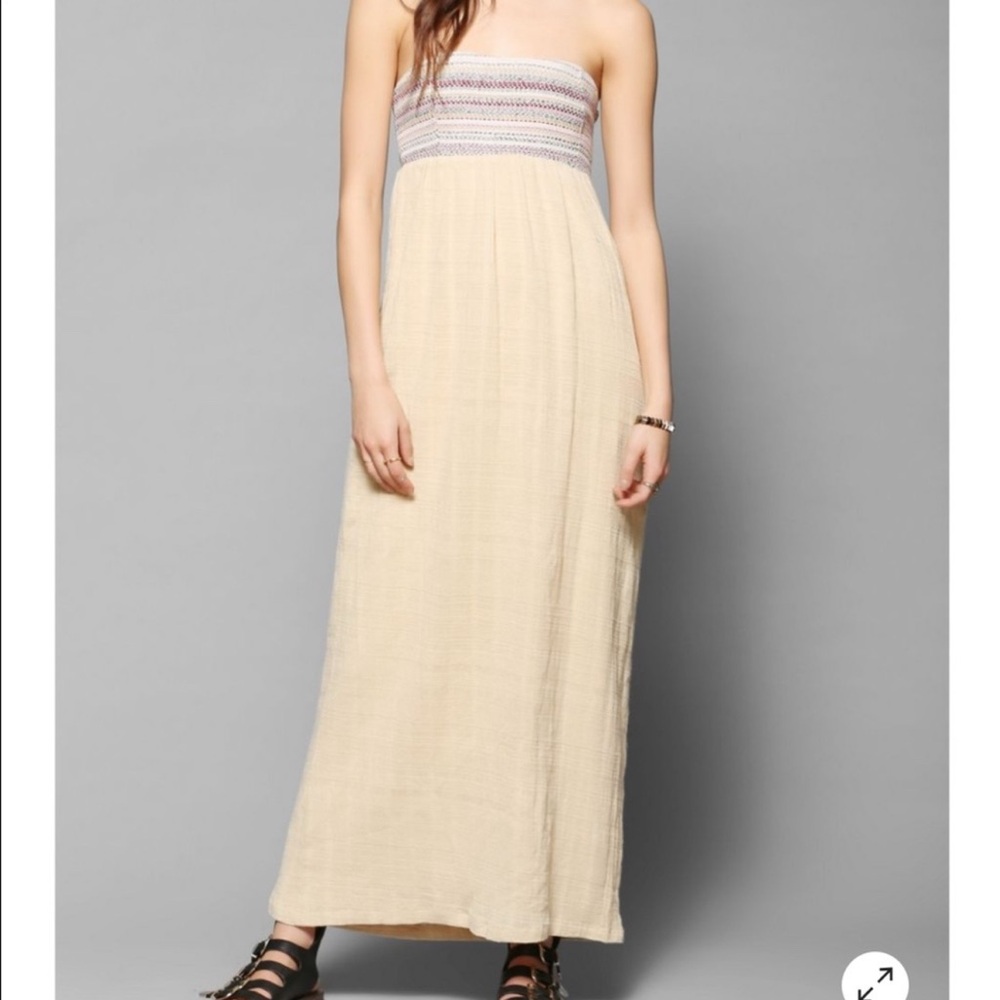 Lucca Couture Mix-Stitch Strapless Maxi Dress